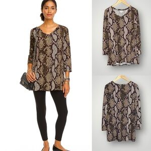 Lularoe | Elizabeth V Neck Top Snakeskin Print Long Sleeve Tunic